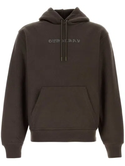 Burberry Hoodie Cotton Blend Drawstring In Shadow