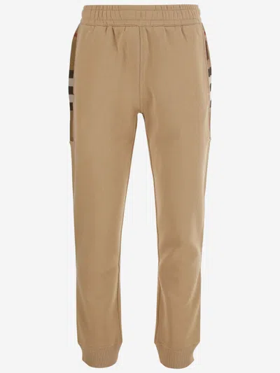 Burberry Cotton Blend Joggers In Brown