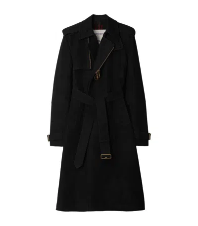 Burberry Double-breasted Silk Blend Trench Coat In Black