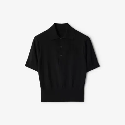 Burberry Cotton-blend Polo Shirt In Black