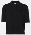 Burberry Ekd Detailed Short Sleeved Ribbed Polo Top In Black