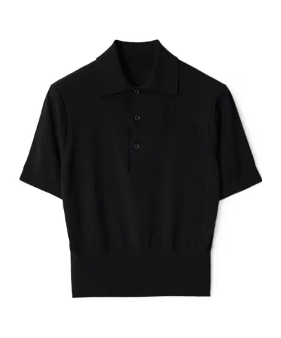 BURBERRY BURBERRY EKD DETAILED SHORT SLEEVED RIBBED POLO TOP