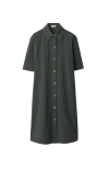 Burberry Straight-point Collar Cotton-blend Dress In Onyx