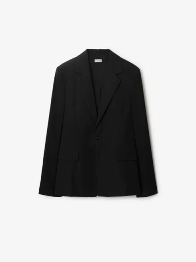 Burberry Cotton Blend Tailored Jacket In Black