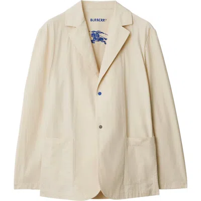 Burberry Notched-lapel Single-breasted Blazer In Soap