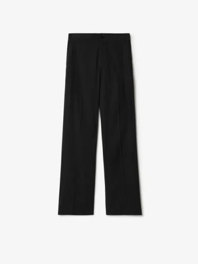 Burberry Cotton Blend Tailored Trousers In Black