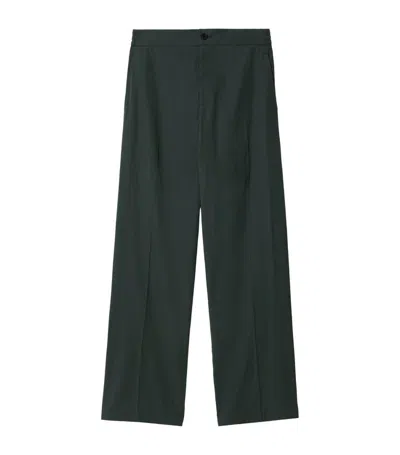 Burberry Cotton-blend Tailored Trousers In Green