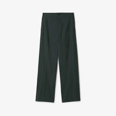 Burberry Cotton Blend Tailored Trousers In Jungle