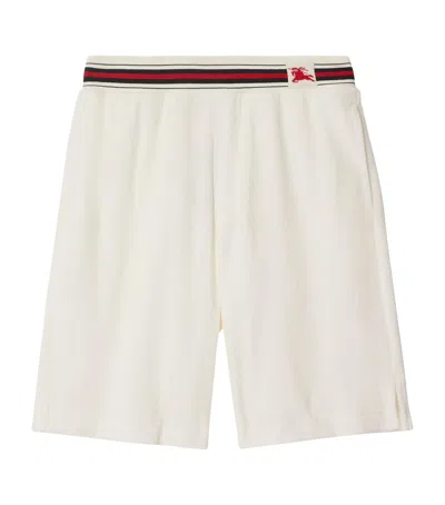 Burberry Cotton-blend Towelling Logo Shorts In White