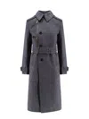 Burberry Cotton Blend Trench With Burrberry Check Lining In Gray