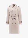 Burberry Men Cotton Blend Trench With Check Lining