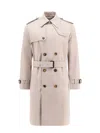 Burberry Men Cotton Blend Trench With Check Lining In Grey
