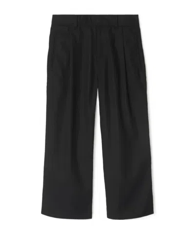 Burberry Cotton Blend Trousers In Black