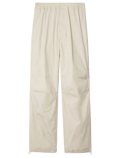 Burberry Cotton Blend Trousers In Neutrals