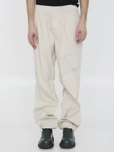 Burberry Cotton Blend Trousers In Wheat