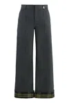 Burberry Cotton Blend Trousers In Gray