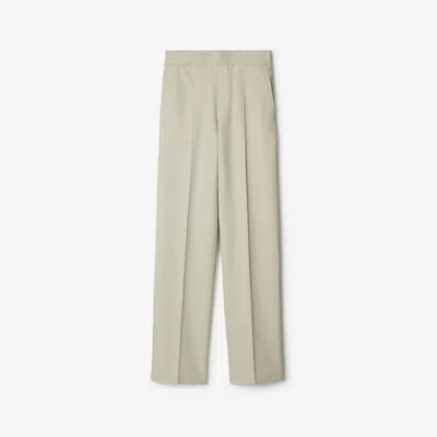 Burberry Cotton Blend Trousers In Plaster