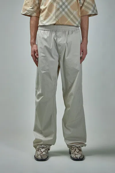 Burberry Cotton Blend Trousers In Gray