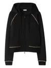 Burberry Checked-trim Zip-up Hoodie In Black