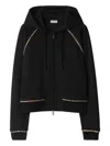 Burberry Checked-trim Zip-up Hoodie In Black