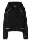 Burberry Cotton Blend Zipped Hoodie In Black