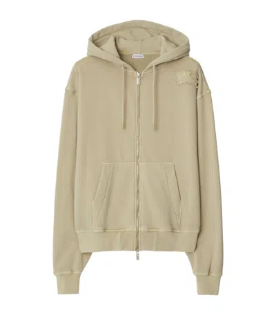 Burberry Cotton-blend Zipped Hoodie In Neutrals