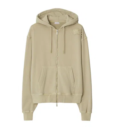 Burberry Equestrian Knight Motif Zip-up Hoodie In Neutrals