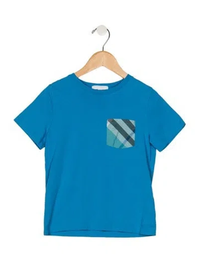 Pre-owned Burberry Kids' Cotton Blue And Multicolor Patterned Casual Short Sleeve T-shirt
