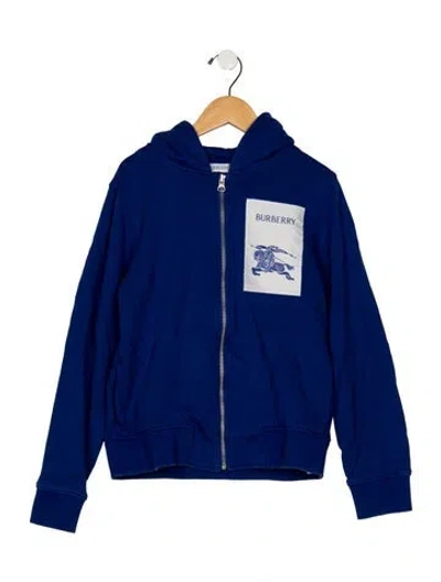 Pre-owned Burberry Kids' Cotton Blue And Multicolor Patterned Casual Zip Up Hoodie