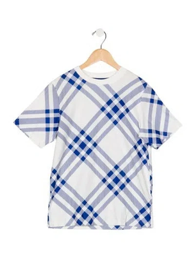 Pre-owned Burberry Kids' Cotton Blue And White Patterned Casual Short Sleeve T-shirt