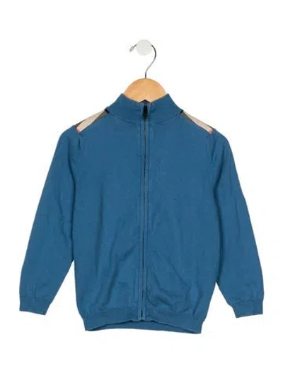 Pre-owned Burberry Babies' Cotton Blue Casual Jacket With Zip Closure