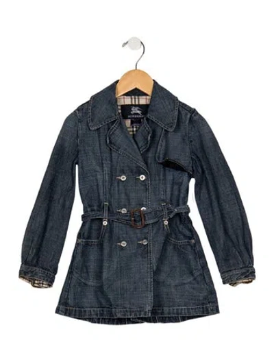 Pre-owned Burberry Babies' Cotton Blue Denim Jacket With Buckle And Button Closure