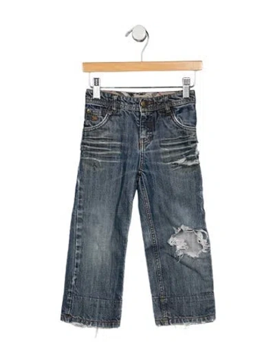 Pre-owned Burberry Babies' Cotton Blue Pants With Button And Zip Closure