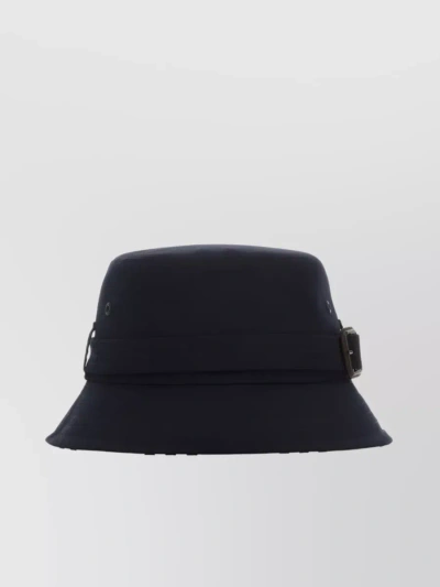 Burberry Cotton Bucket Hat With Buckle And Eyelet Detail In Blue