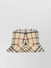 Burberry Cotton Bucket Hat With Embroidered Check Pattern