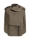 Burberry Cotton Cape With Traditional Check Lining In Brown