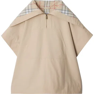 Burberry Kids' Cotton Cape In Pale Stone