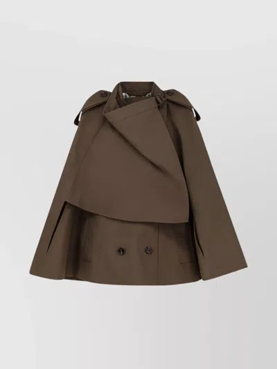 Burberry Cotton Cape With Traditional Check Lining