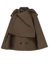 Burberry Cotton Cape With Traditional Check Lining In Brown