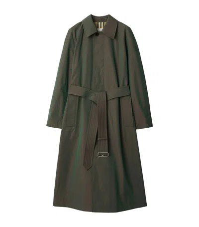 Burberry Cotton Car Coat In Green