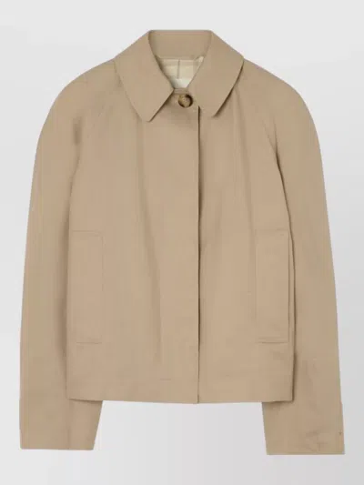 Burberry Cotton Car Coat Oversized Ruched Back In Neutral