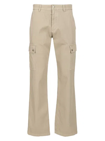 Burberry Cotton Cargo Pants Trousers Grey In Beige