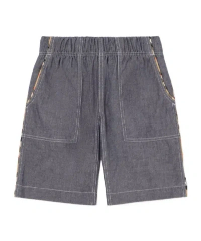 Burberry Cotton Cargo Shorts In Blue