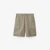 Burberry Beige Cargo Shorts With Motif In Quill