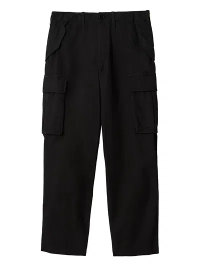 Burberry Cotton Cargo Trousers In Black
