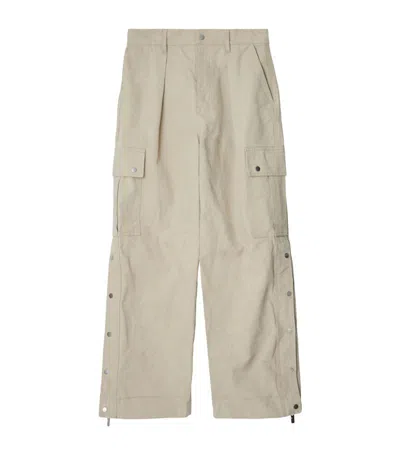 Burberry Straight-leg Garment-dyed Cotton-twill Cargo Trousers In Heron