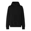 Burberry Cotton Cashmere Embroidered Logo Hoodie In Black