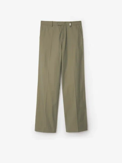 Burberry Straight-leg Cotton Trousers In Green