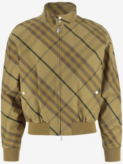 Burberry Cotton Check Bomber Jacket In Red