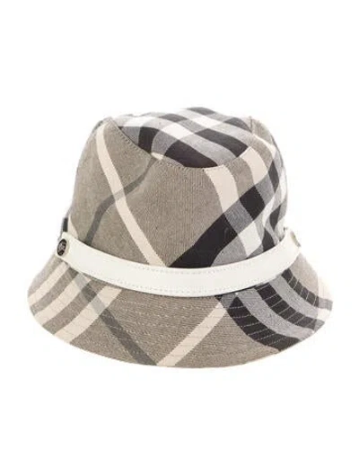 Pre-owned Burberry Cotton Check Bucket Hat In Neutral